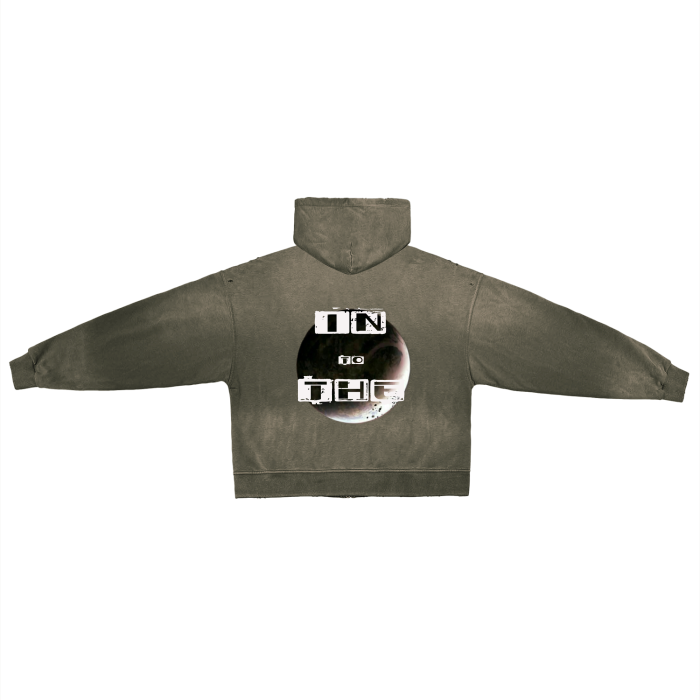 Post-Apocalyptic Aesthetic Pure Cotton Hand-Frayed Monkey Washed Zip Hoodie