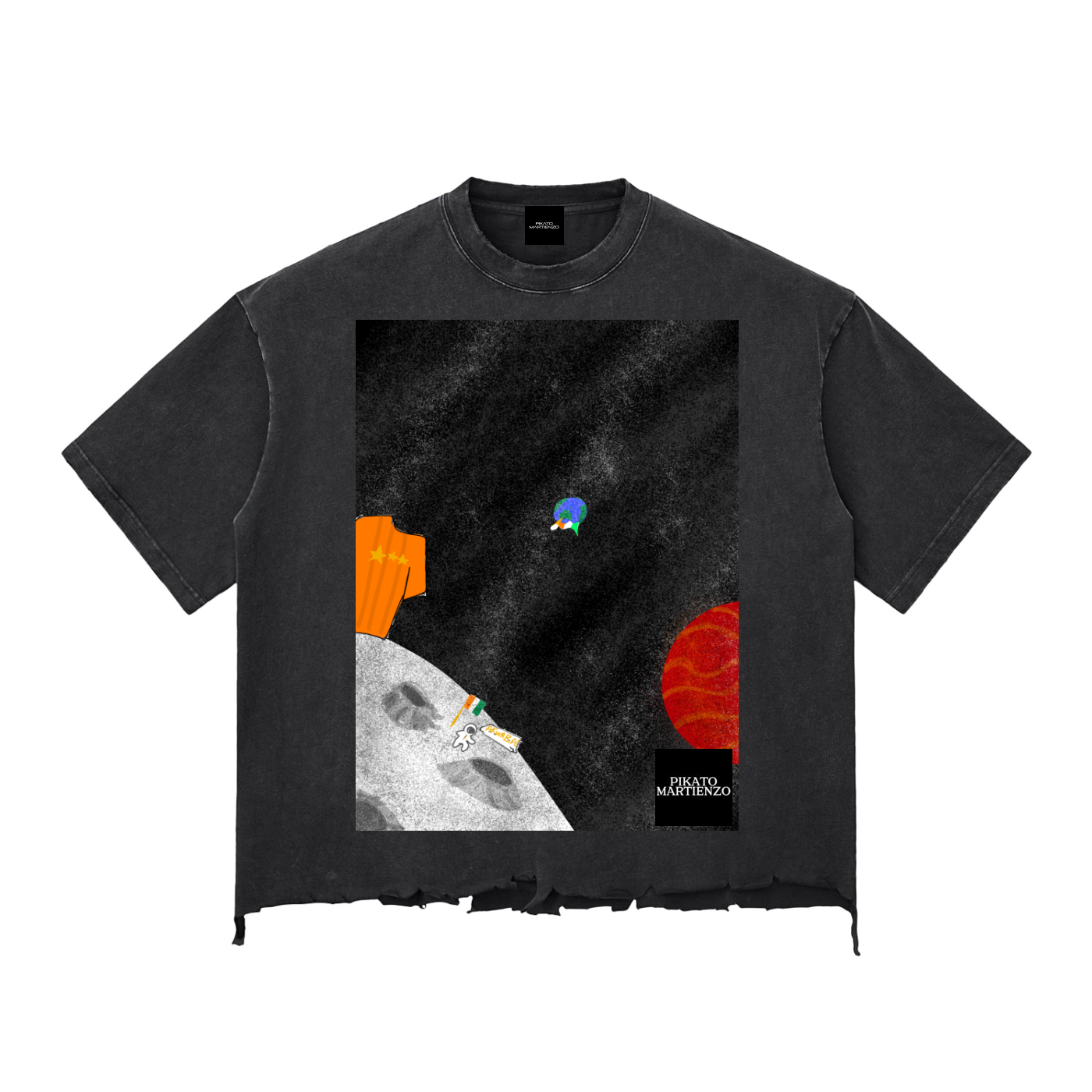 Snow Wash Raw-Hem Boxy T-shirt